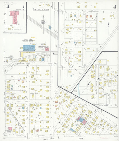 Sanborn Fire Insurance Map from Crystal Lake, McHenry County, Illinois (1936), Sheet #0004 - Complete Map Set gallery image, historic Sanborn map, vintage wall art, Illinois Illinois