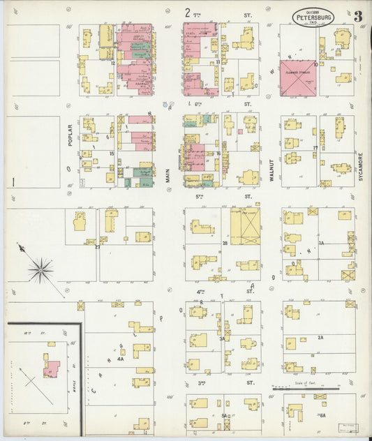 Sanborn Fire Insurance Map from Petersburg, Pike County, Indiana (1899), Sheet #0003 - Historic Sanborn Fire Insurance Map Print, vintage old map wall art, antique decor, genealogy gift, Indiana Indiana map