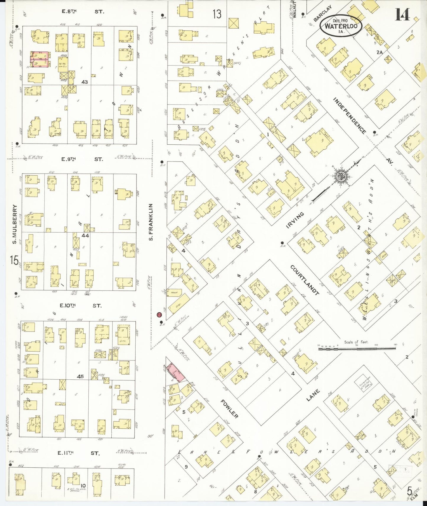 Sanborn Fire Insurance Map from Waterloo, Black Hawk County, Iowa (1910), Sheet #0014 - Historic Sanborn Fire Insurance Map Print