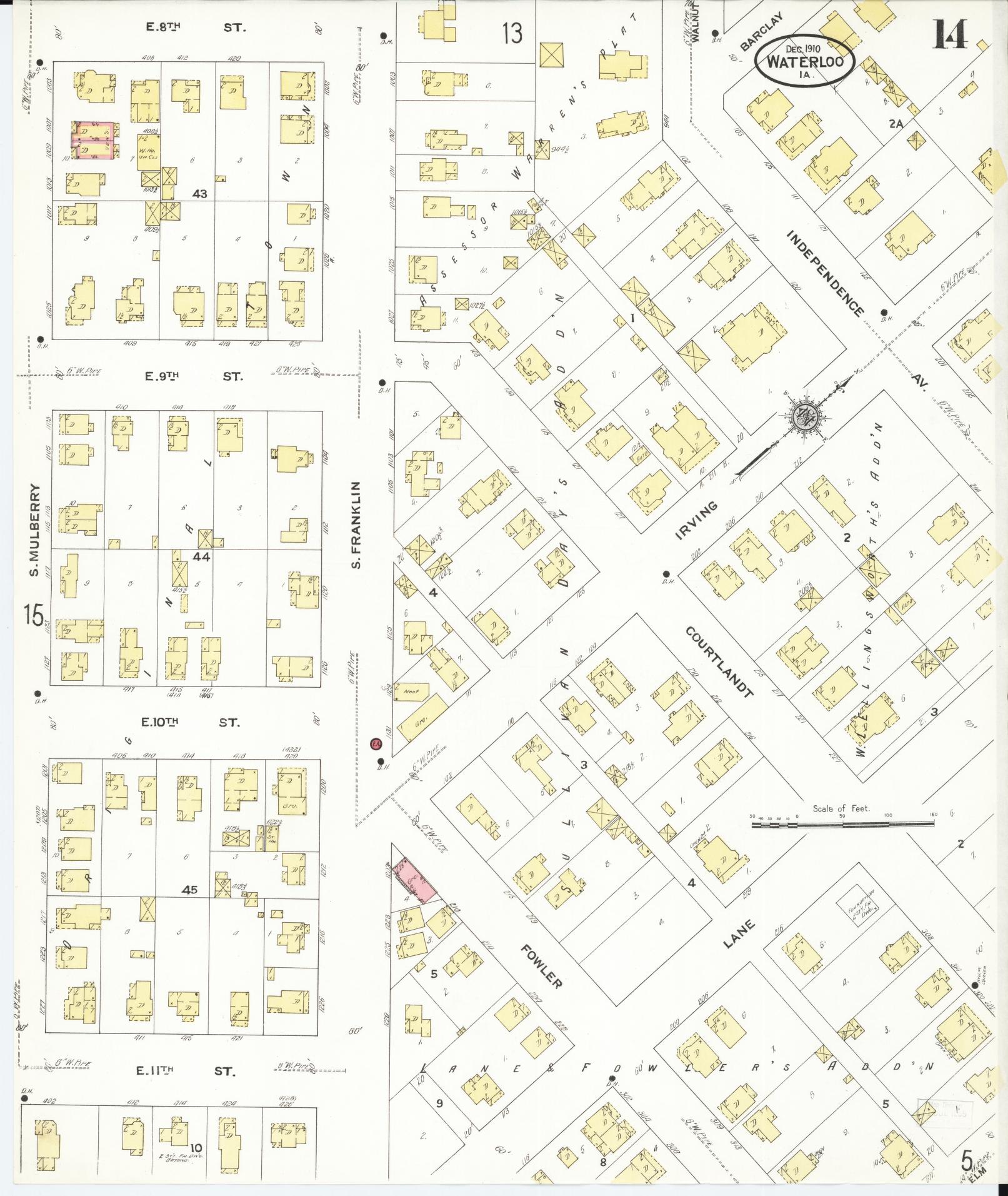 Sanborn Fire Insurance Map from Waterloo, Black Hawk County, Iowa (1910), Sheet #0014 - Historic Sanborn Fire Insurance Map Print