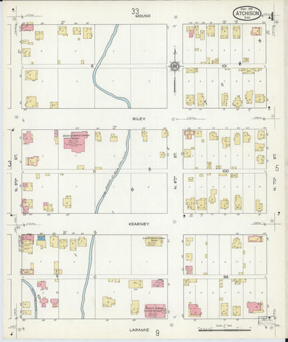 Sanborn Fire Insurance Map from Atchison, Atchison County, Kansas (1916), Sheet #0004 - Complete Map Set gallery image, historic Sanborn map, vintage wall art, Kansas Kansas