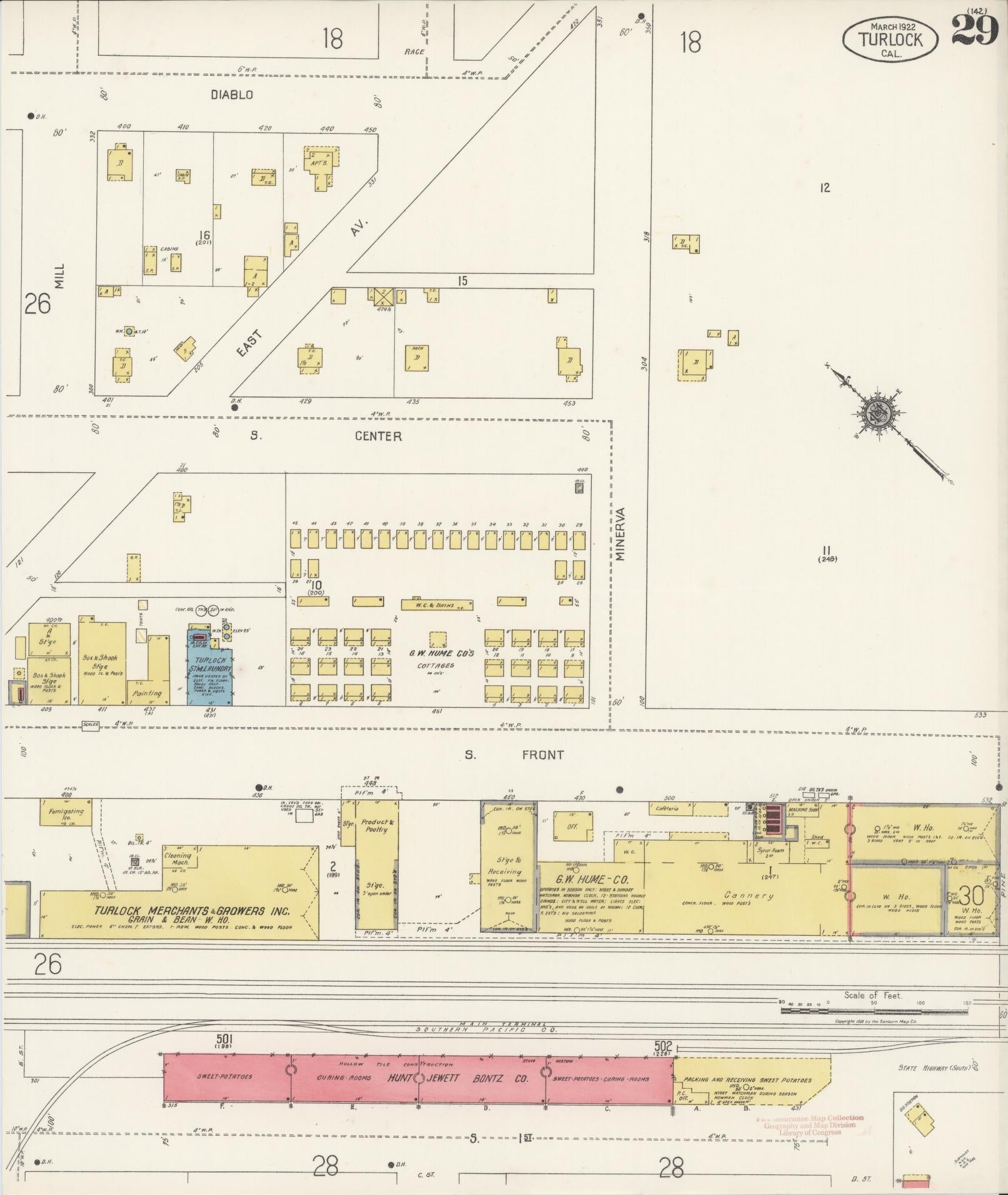 Sanborn Fire Insurance Map from Turlock, Stanislaus County, California (1922), Sheet #0029 - Complete Map Set gallery image, historic Sanborn map, vintage wall art, California California