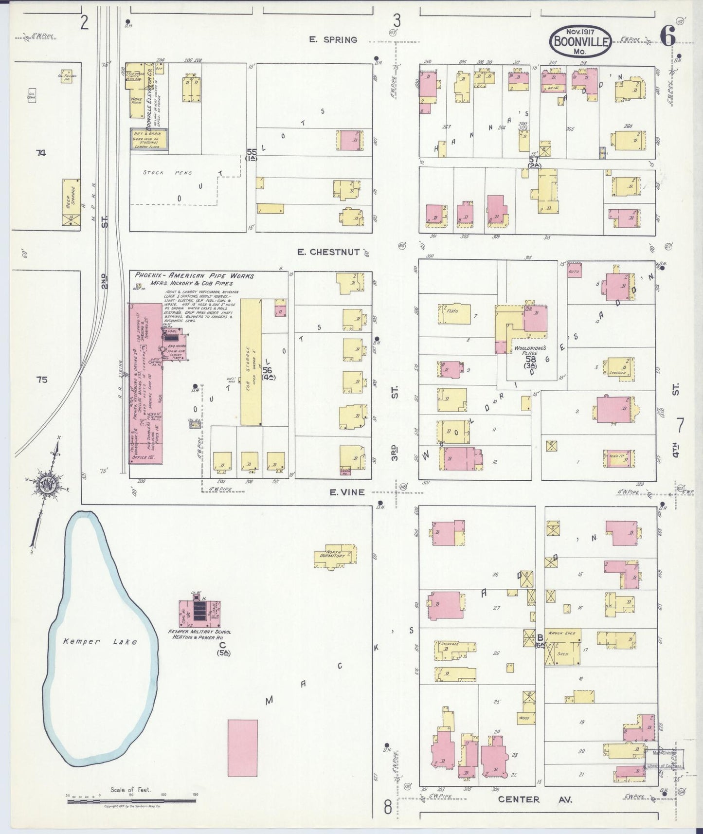 Sanborn Fire Insurance Map from Boonville, Cooper County, Missouri (1917), Sheet #0006 - Complete Map Set gallery image, historic Sanborn map, vintage wall art, Missouri Missouri