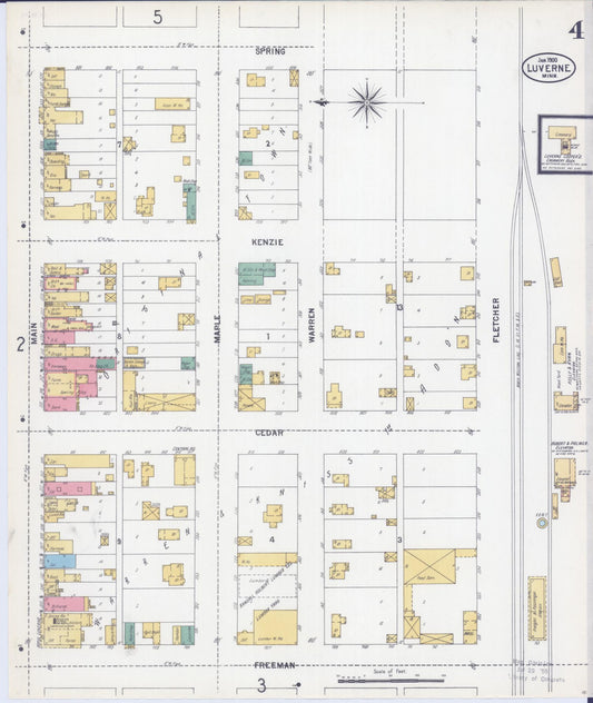 Sanborn Fire Insurance Map from Luverne, Rock County, Minnesota (1900), Sheet #0004 - Historic Sanborn Fire Insurance Map Print, vintage old map wall art, antique decor, genealogy gift, Minnesota Minnesota map