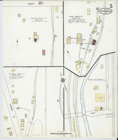 Sanborn Fire Insurance Map from Stambaugh, Iron County, Michigan (1922), Sheet #0005 - Historic Sanborn Fire Insurance Map Print, vintage old map wall art, antique decor, genealogy gift, Michigan Michigan map