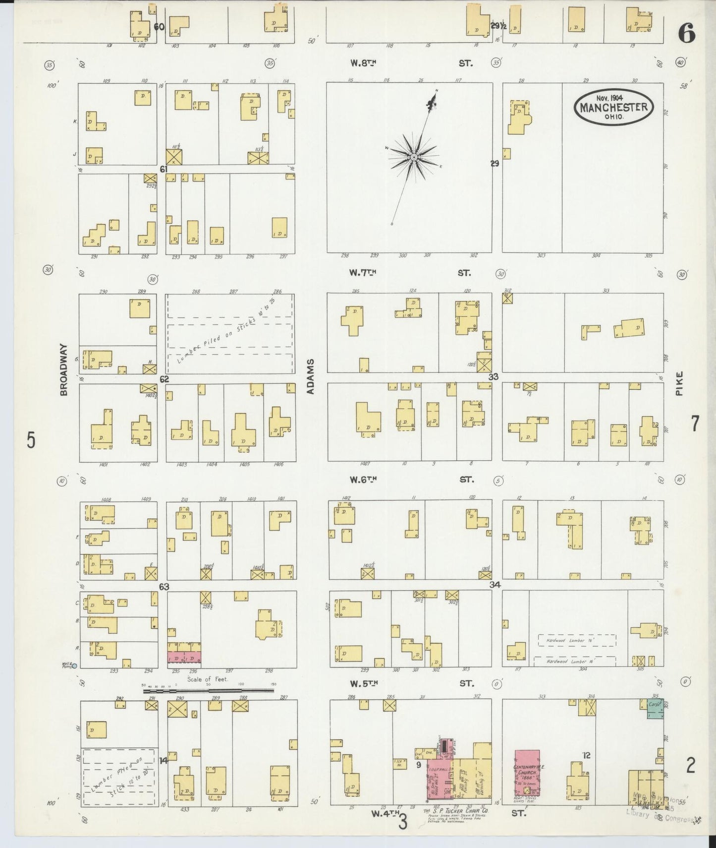 Sanborn Fire Insurance Map from Manchester, Adams County, Ohio (1904), Sheet #0006 - Historic Sanborn Fire Insurance Map Print, vintage old map wall art, antique decor, genealogy gift, Ohio Ohio map