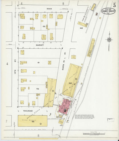 Sanborn Fire Insurance Map from Honey Grove, Fannin County, Texas (1921), Sheet #0005 - Complete Map Set gallery image, historic Sanborn map, vintage wall art, Texas Texas