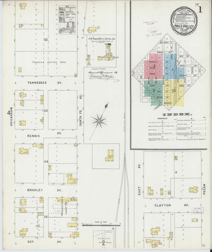 Sanborn Fire Insurance Map from Pauls Valley, Garvin County, Oklahoma (1896), Sheet #0001 - Complete Map Set gallery image, historic Sanborn map, vintage wall art, Oklahoma Oklahoma