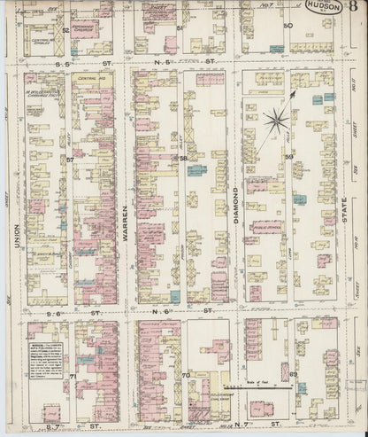 Sanborn Fire Insurance Map from Hudson, Columbia County, New York (1884), Sheet #0008 - Complete Map Set gallery image, historic Sanborn map, vintage wall art, New York New York