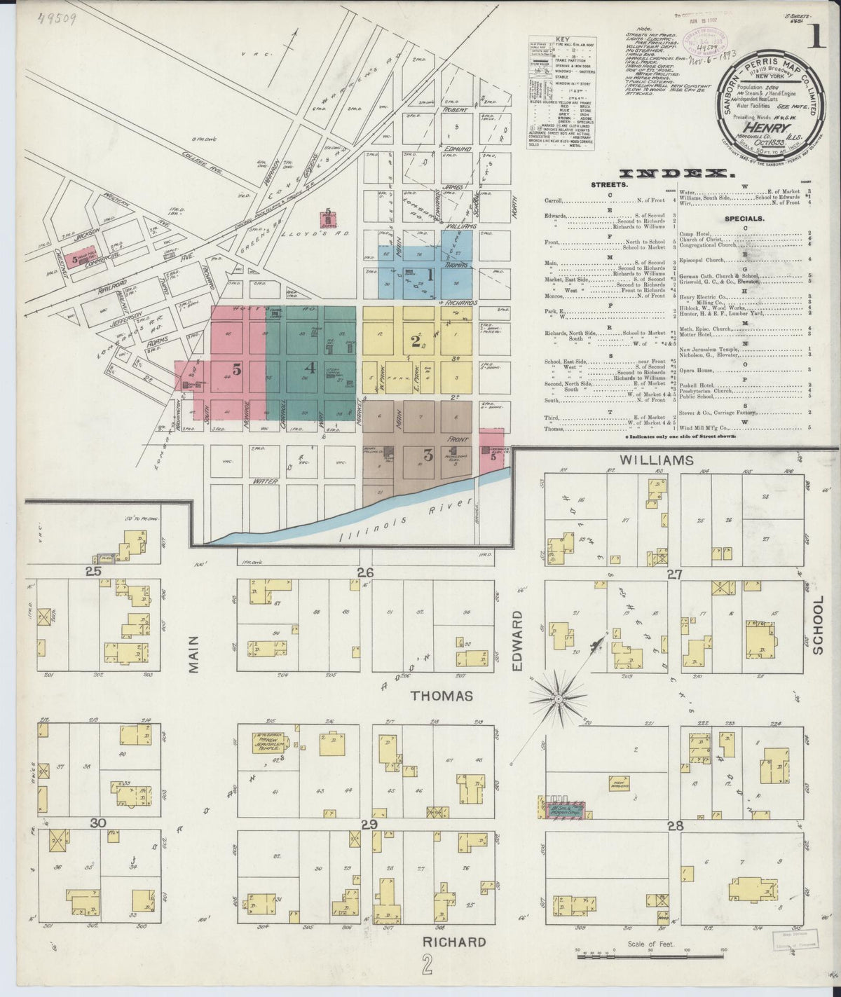Sanborn Fire Insurance Map from Henry, Marshall County, Illinois (1893), Sheet #0001 - Complete Map Set gallery image, historic Sanborn map, vintage wall art, Illinois Illinois