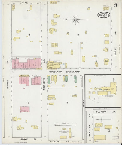 Sanborn Fire Insurance Map from De Land, Volusia County, Florida (1892), Sheet #0003 - Complete Map Set gallery image, historic Sanborn map, vintage wall art, Florida Florida
