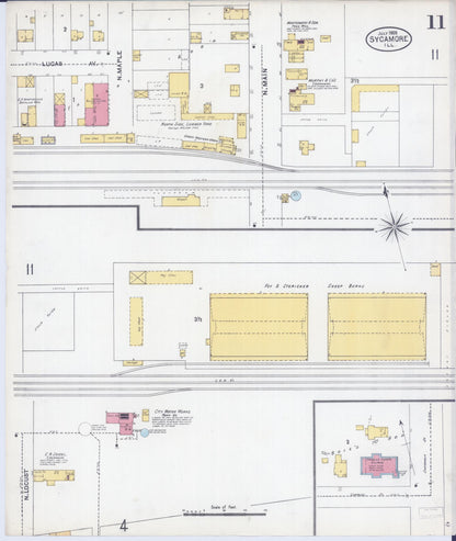 Sanborn Fire Insurance Map from Sycamore, De Kalb County, Illinois (1905), Sheet #0011 - Complete Map Set gallery image, historic Sanborn map, vintage wall art, Illinois Illinois