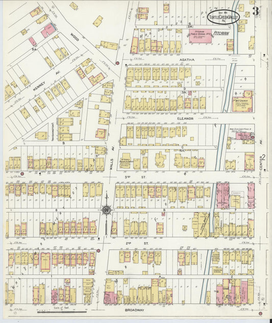 Sanborn Fire Insurance Map from Turtle Creek Valley, Allegheny County, Pennsylvania (1911), Sheet #0003 - Historic Sanborn Fire Insurance Map Print, vintage old map wall art, antique decor, genealogy gift, Pennsylvania Pennsylvania map