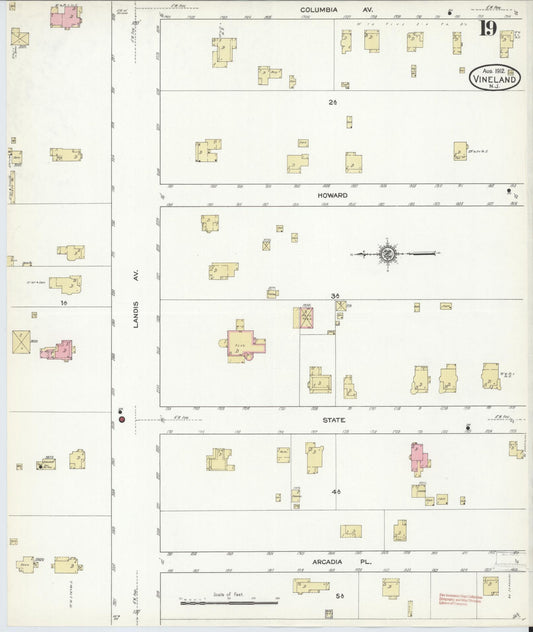 Sanborn Fire Insurance Map from Vineland, Cumberland County, New Jersey (1912), Sheet #0019 - Historic Sanborn Fire Insurance Map Print, vintage old map wall art, antique decor, genealogy gift, New Jersey New Jersey map
