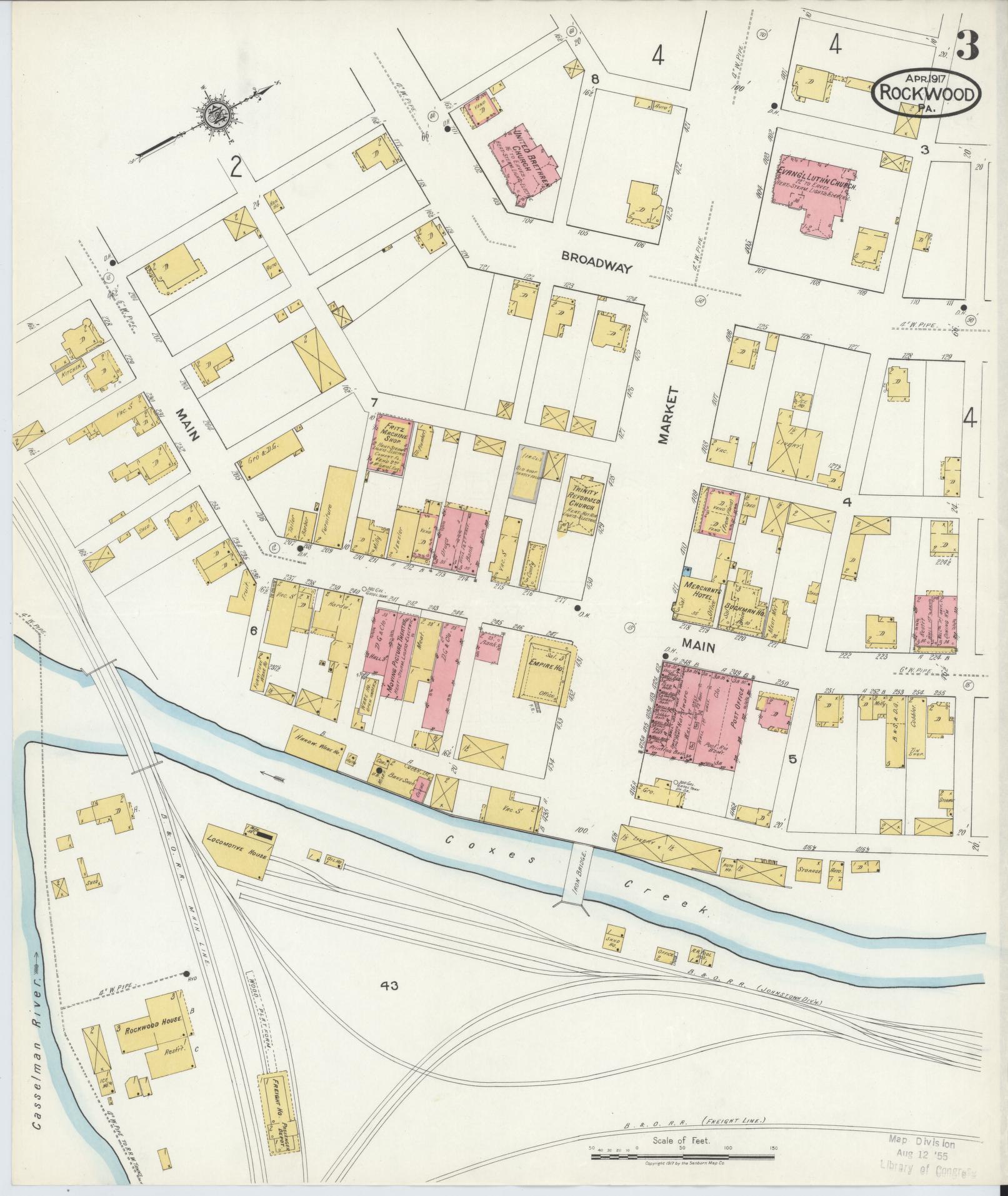 Sanborn Fire Insurance Map from Rockwood, Somerset County, Pennsylvania (1917), Sheet #0003 - Complete Map Set gallery image, historic Sanborn map, vintage wall art, Pennsylvania Pennsylvania