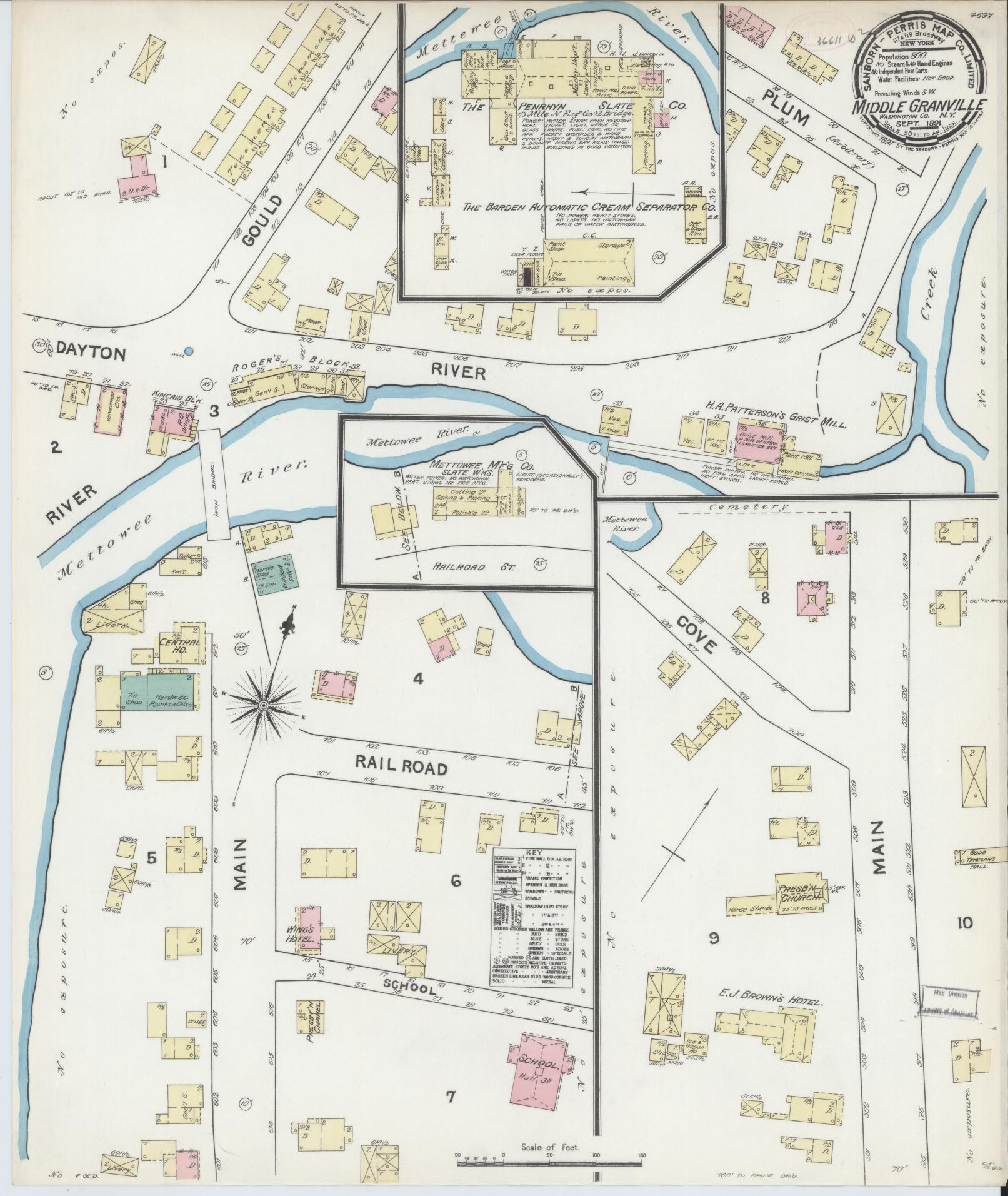 Sanborn Fire Insurance Map from Middle Granville, Washington County, New York. (1891) – Historic Sanborn Fire Insurance Map Print