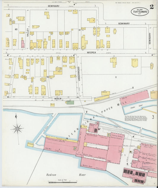 Sanborn Fire Insurance Map from Fort Edward, Washington County, New York (1900), Sheet #0002 - Historic Sanborn Fire Insurance Map Print, vintage old map wall art, antique decor, genealogy gift, New York New York map