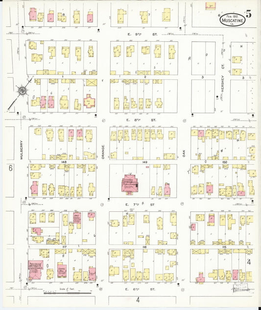 Sanborn Fire Insurance Map from Muscatine, Muscatine County, Iowa (1912), Sheet #0005 - Historic Sanborn Fire Insurance Map Print, vintage old map wall art