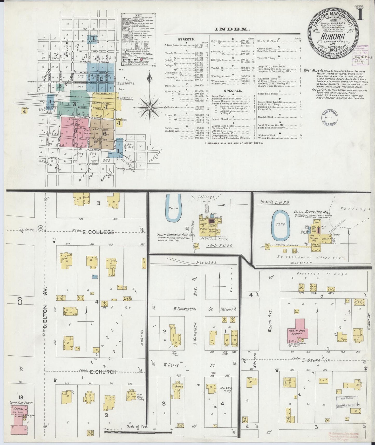 Sanborn Fire Insurance Map from Aurora, Lawrence County, Missouri (1902), Sheet #0001 - Historic Sanborn Fire Insurance Map Print, vintage old map wall art, antique decor, genealogy gift, Missouri Missouri map