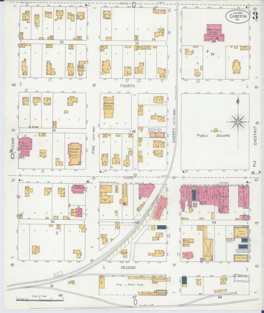 Sanborn Fire Insurance Map from Cameron, Clinton County, Missouri (1906), Sheet #0003 - Historic Sanborn Fire Insurance Map Print, vintage old map wall art, antique decor, genealogy gift, Missouri Missouri map