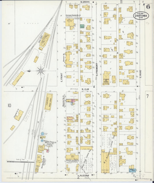 Sanborn Fire Insurance Map from Owatonna, Steele County, Minnesota (1900), Sheet #0006 - Historic Sanborn Fire Insurance Map Print, vintage old map wall art, antique decor, genealogy gift, Minnesota Minnesota map