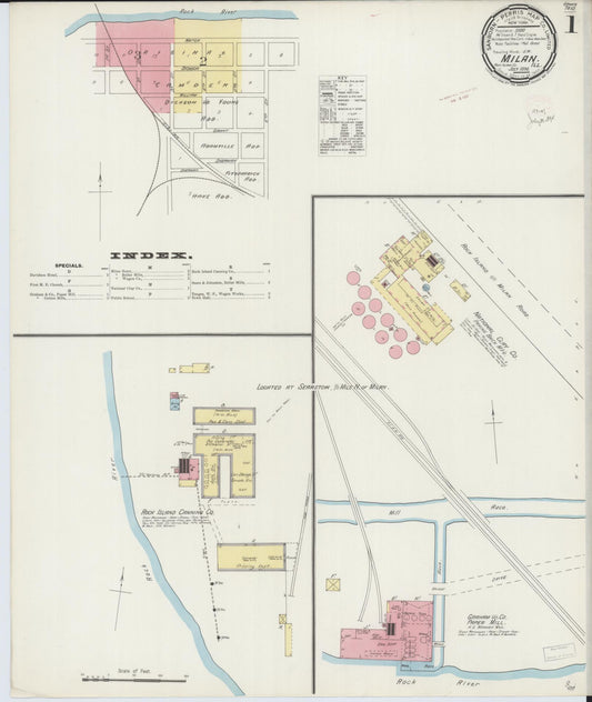 Sanborn Fire Insurance Map from Milan, Rock Island County, Illinois (1894), Sheet #0001 - Historic Sanborn Fire Insurance Map Print, vintage old map wall art, antique decor, genealogy gift, Illinois Illinois map
