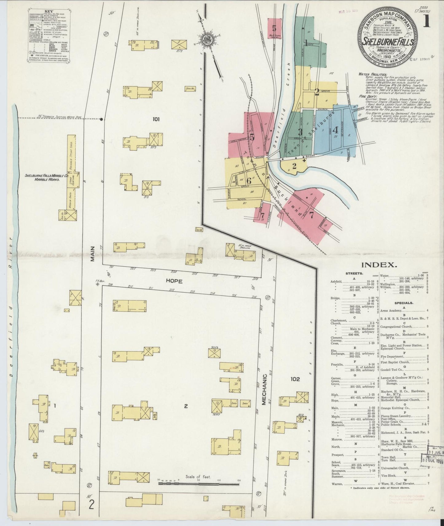 Sanborn Fire Insurance Map from Shelburne Falls, Franklin County, Massachusetts. (1910) – Historic Sanborn Fire Insurance Map Print