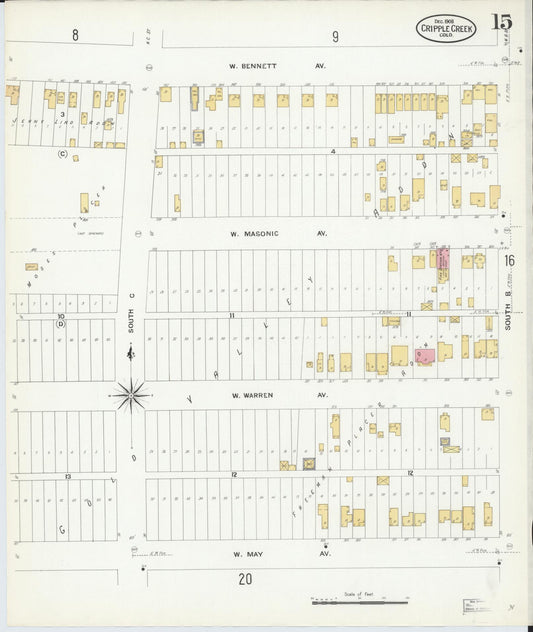 Sanborn Fire Insurance Map from Cripple Creek, Teller County, Colorado (1908), Sheet #0015 - Historic Sanborn Fire Insurance Map Print, vintage old map wall art, antique decor, genealogy gift, Colorado Colorado map