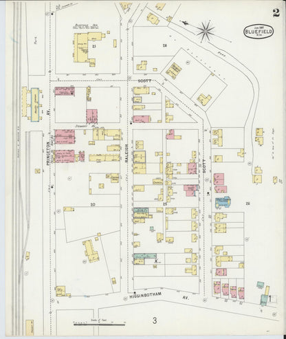 Sanborn Fire Insurance Map from Bluefield, Mercer County, West Virginia (1897), Sheet #0002 - Complete Map Set gallery image, historic Sanborn map, vintage wall art, West Virginia West Virginia