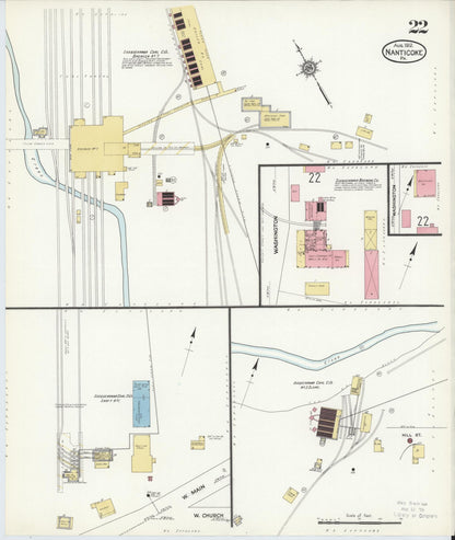 Sanborn Fire Insurance Map from Nanticoke, Luzerne County, Pennsylvania (1912), Sheet #0022 - Historic Sanborn Fire Insurance Map Print, vintage old map wall art, antique decor, genealogy gift, Pennsylvania Pennsylvania map