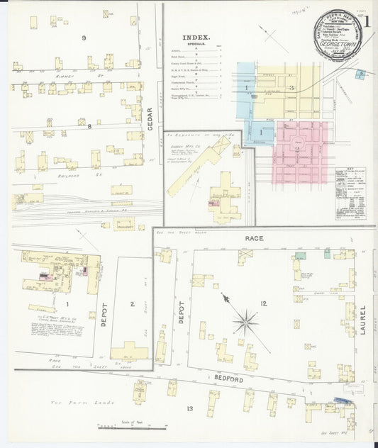 Sanborn Fire Insurance Map from Georgetown, Sussex County, Delaware (1891), Sheet #0001 - Complete Map Set gallery image, historic Sanborn map, vintage wall art, Delaware Delaware