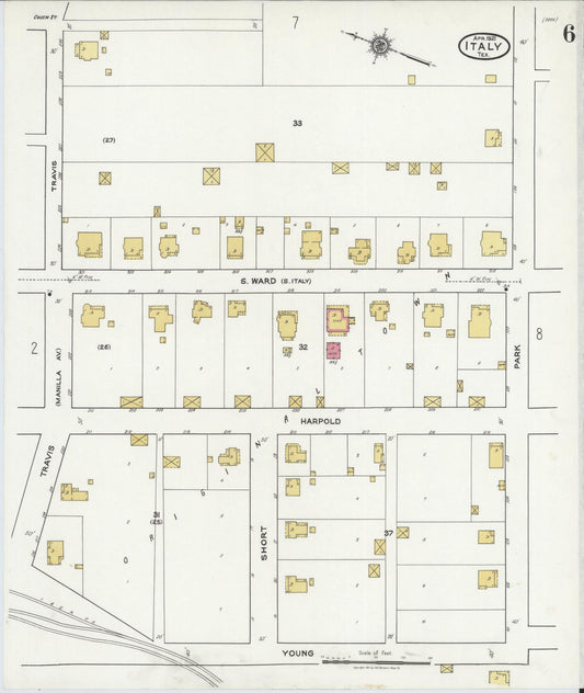 Sanborn Fire Insurance Map from Italy, Ellis County, Texas (1921), Sheet #0006 - Historic Sanborn Fire Insurance Map Print, vintage old map wall art, antique decor, genealogy gift, Texas Texas map