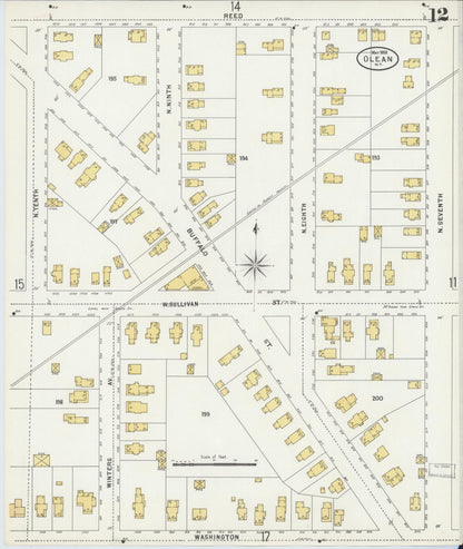 Sanborn Fire Insurance Map from Olean, Cattaraugus County, New York (1898), Sheet #0012 - Complete Map Set gallery image, historic Sanborn map, vintage wall art, New York New York