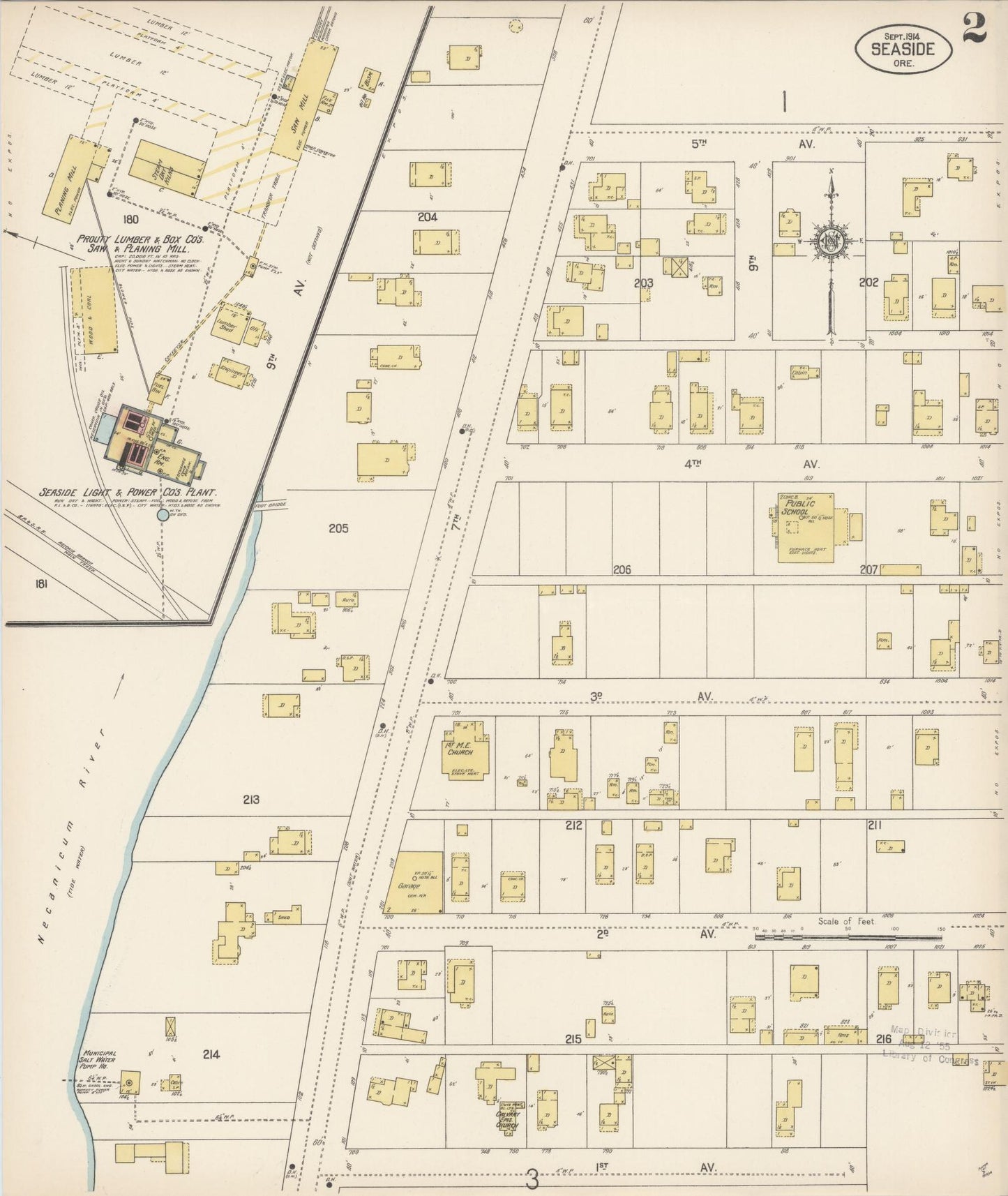 Sanborn Fire Insurance Map from Seaside, Clatsop County, Oregon (1914), Sheet #0002 - Complete Map Set gallery image, historic Sanborn map, vintage wall art, Oregon Oregon