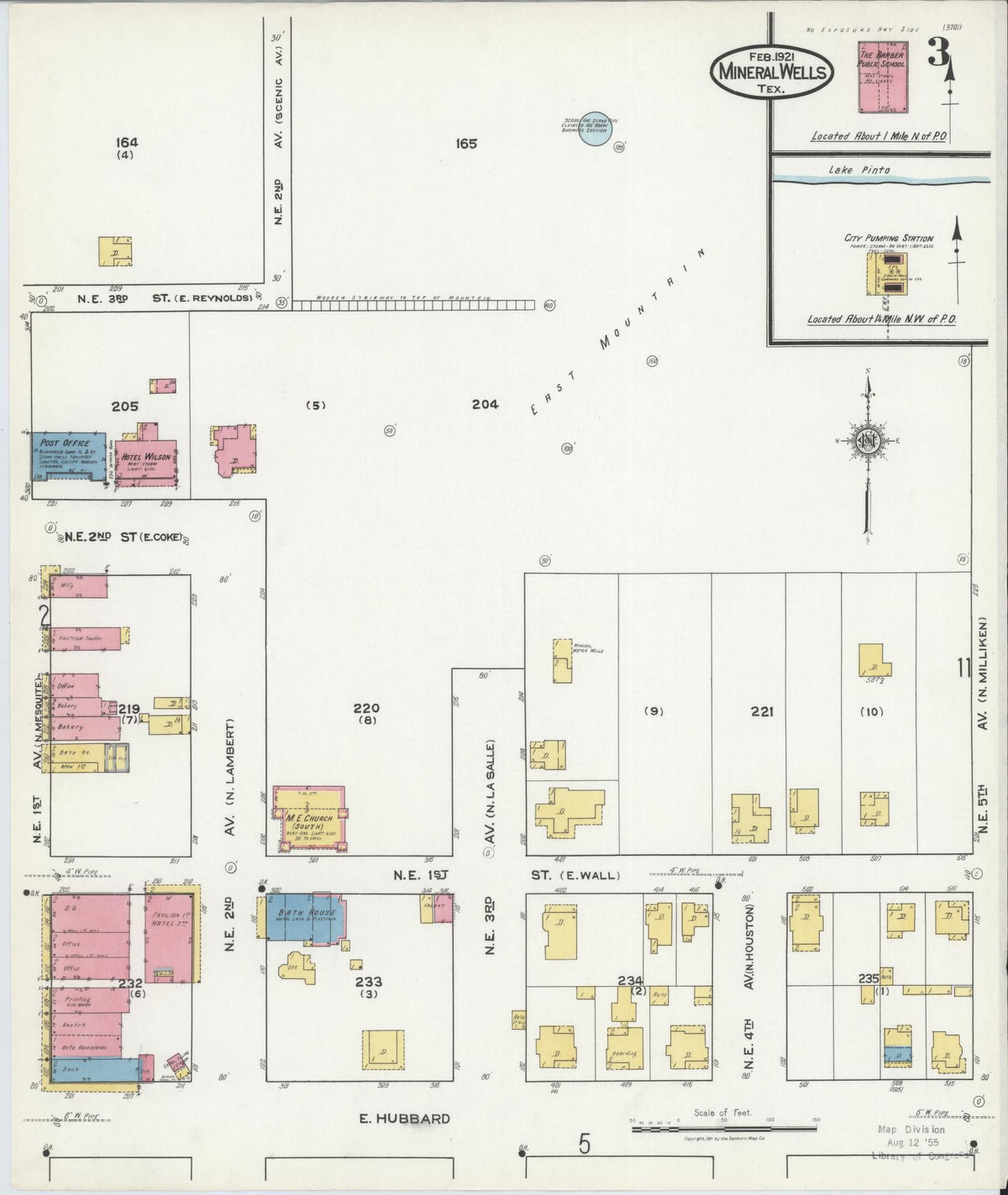 Sanborn Fire Insurance Map from Mineral Wells, Palo Pinto County, Texas (1921), Sheet #0003 - Historic Sanborn Fire Insurance Map Print, vintage old map wall art, antique decor, genealogy gift, Texas Texas map