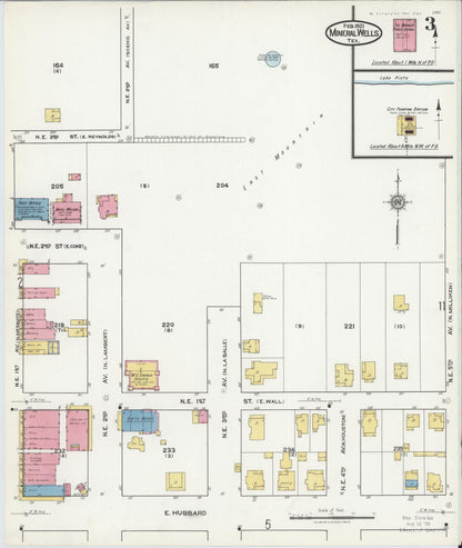 Sanborn Fire Insurance Map from Mineral Wells, Palo Pinto County, Texas (1921), Sheet #0003 - Historic Sanborn Fire Insurance Map Print, vintage old map wall art, antique decor, genealogy gift, Texas Texas map