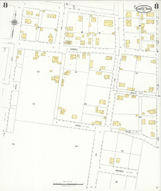 Sanborn Fire Insurance Map from Castle Rock, Cowlitz County, Washington (1928), Sheet #0008 - Historic Sanborn Fire Insurance Map Print, vintage old map wall art, antique decor, genealogy gift, Washington Washington map