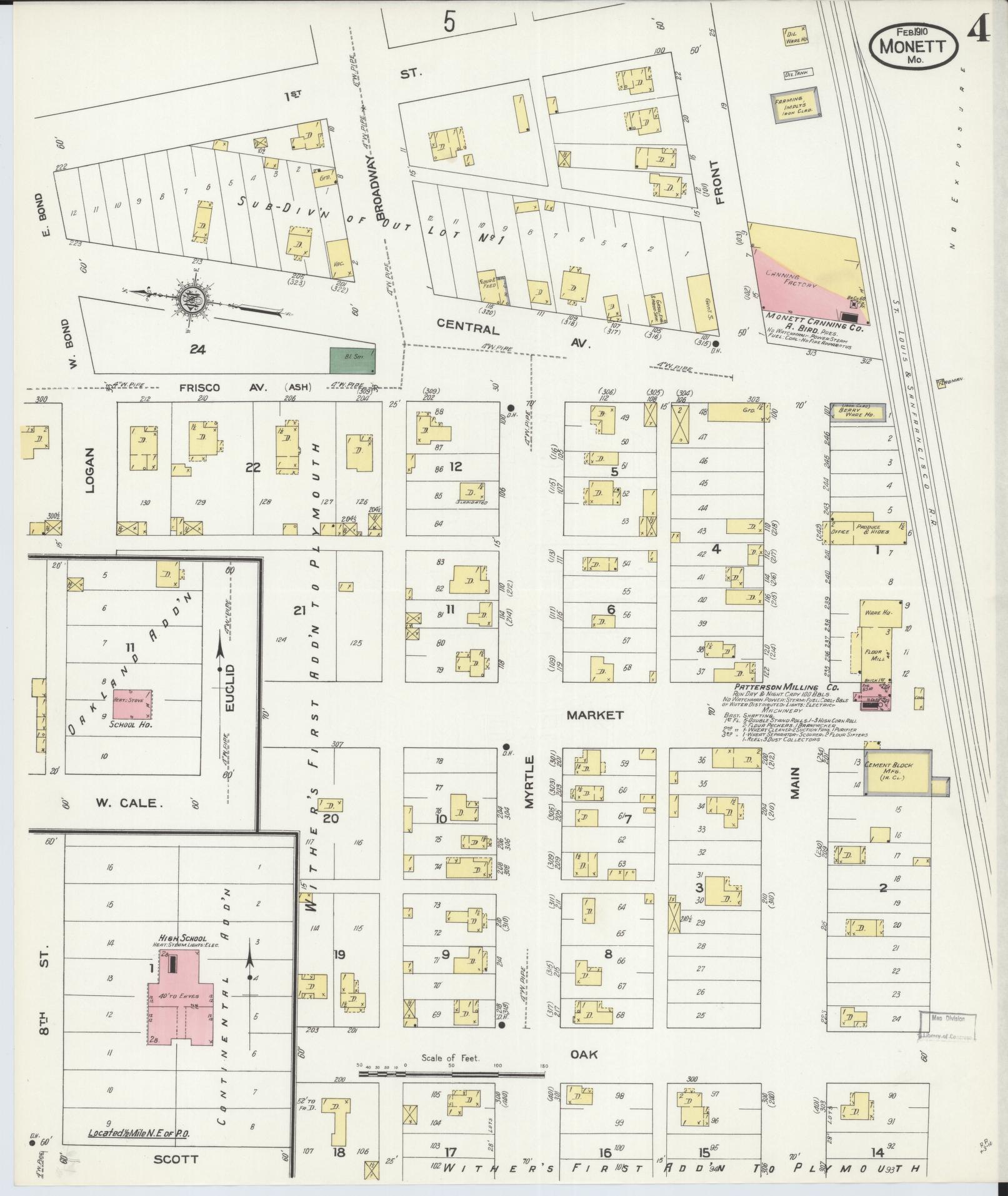 Sanborn Fire Insurance Map from Monett, Barry County, Missouri (1910), Sheet #0004 - Complete Map Set gallery image, historic Sanborn map, vintage wall art, Missouri Missouri