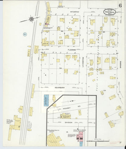 Sanborn Fire Insurance Map from Howell, Livingston County, Michigan (1910), Sheet #0006 - Complete Map Set gallery image, historic Sanborn map, vintage wall art, Michigan Michigan