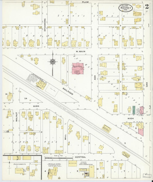 Sanborn Fire Insurance Map from Redkey, Jay County, Indiana (1909), Sheet #0002 - Historic Sanborn Fire Insurance Map Print, vintage old map wall art, antique decor, genealogy gift, Indiana Indiana map