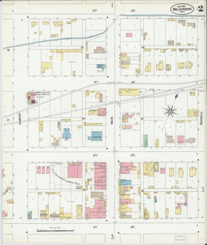 Sanborn Fire Insurance Map from Walsenburg, Huerfano County, Colorado (1901), Sheet #0002 - Complete Map Set gallery image, historic Sanborn map, vintage wall art, Colorado Colorado