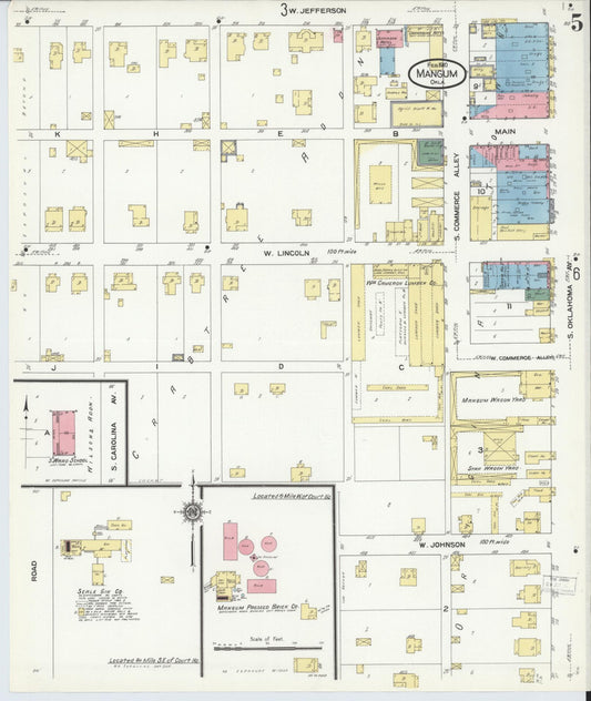 Sanborn Fire Insurance Map from Mangum, Greer County, Oklahoma (1910), Sheet #0005 - Historic Sanborn Fire Insurance Map Print, vintage old map wall art, antique decor, genealogy gift, Oklahoma Oklahoma map