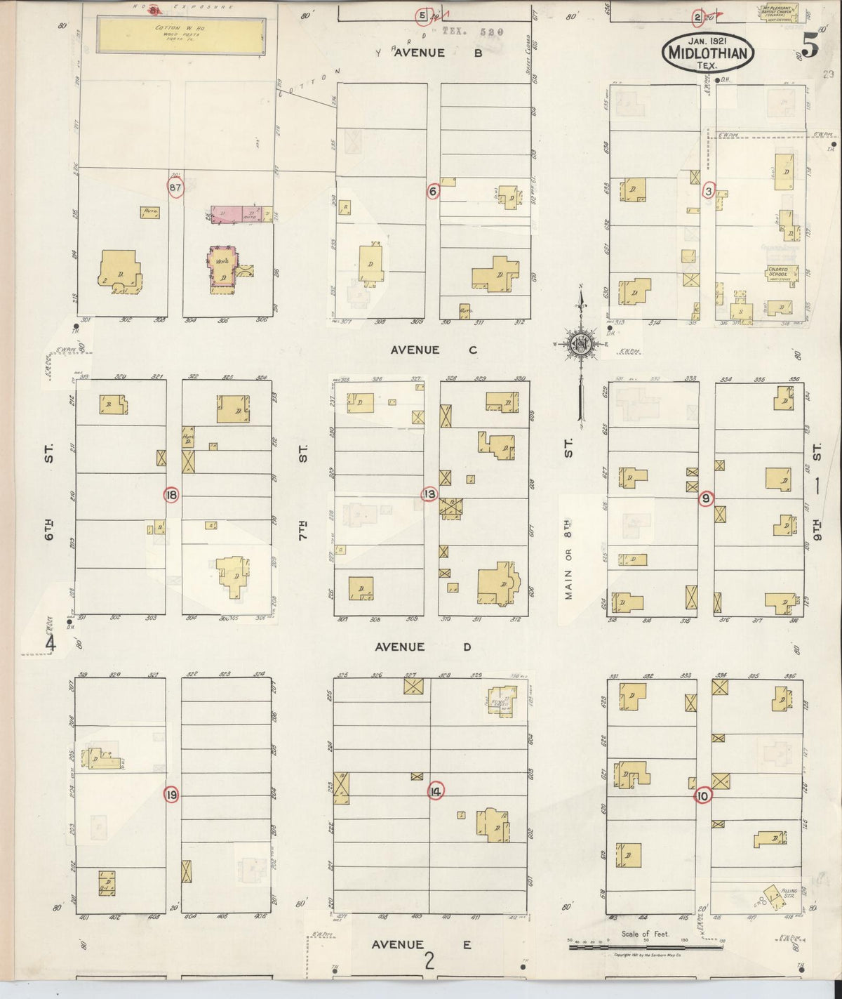 Sanborn Fire Insurance Map from Midlothian, Ellis County, Texas (1944), Sheet #0005 - Complete Map Set gallery image, historic Sanborn map, vintage wall art, Texas Texas