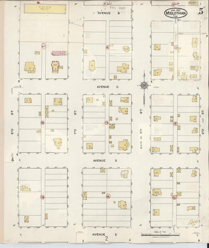 Sanborn Fire Insurance Map from Midlothian, Ellis County, Texas (1944), Sheet #0005 - Complete Map Set gallery image, historic Sanborn map, vintage wall art, Texas Texas