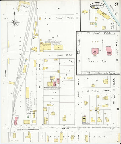 Sanborn Fire Insurance Map from Independence, Buchanan County, Iowa (1899), Sheet #0009 - Historic Sanborn Fire Insurance Map Print