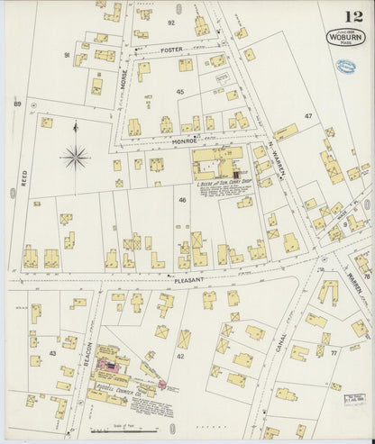 Sanborn Fire Insurance Map from Woburn, Middlesex County, Massachusetts (1894), Sheet #0012 - Complete Map Set gallery image, historic Sanborn map, vintage wall art, Massachusetts Massachusetts