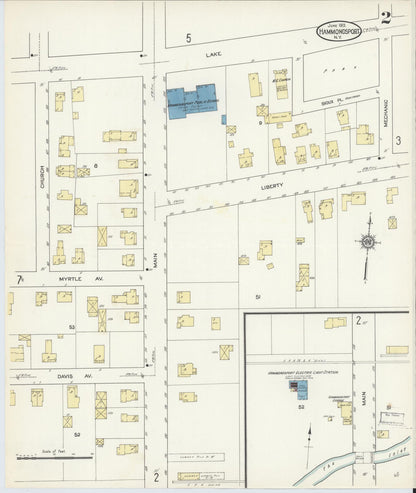 Sanborn Fire Insurance Map from Hammondsport, Steuben County, New York (1913), Sheet #0002 - Historic Sanborn Fire Insurance Map Print, vintage old map wall art, antique decor, genealogy gift, New York New York map