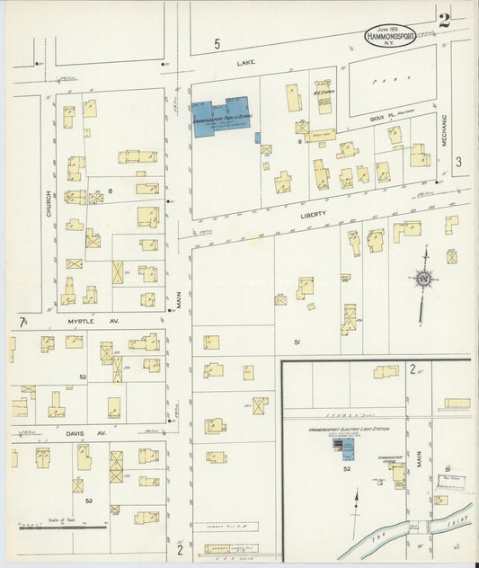 Sanborn Fire Insurance Map from Hammondsport, Steuben County, New York (1913), Sheet #0002 - Historic Sanborn Fire Insurance Map Print, vintage old map wall art, antique decor, genealogy gift, New York New York map