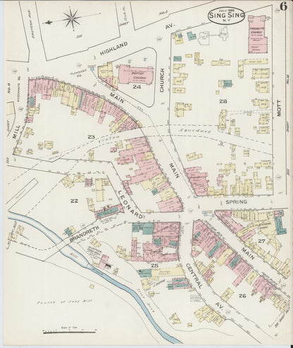 Sanborn Fire Insurance Map from Sing Sing, Westchester County, New York (1886), Sheet #0006 - Historic Sanborn Fire Insurance Map Print, vintage old map wall art, antique decor, genealogy gift, New York New York map