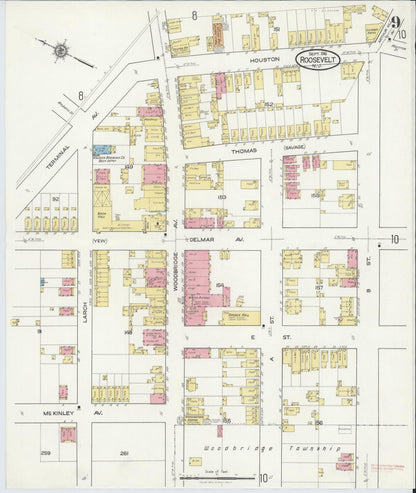 Sanborn Fire Insurance Map from Roosevelt, Middlesex County, New Jersey (1916), Sheet #0009 - Complete Map Set gallery image, historic Sanborn map, vintage wall art, New Jersey New Jersey